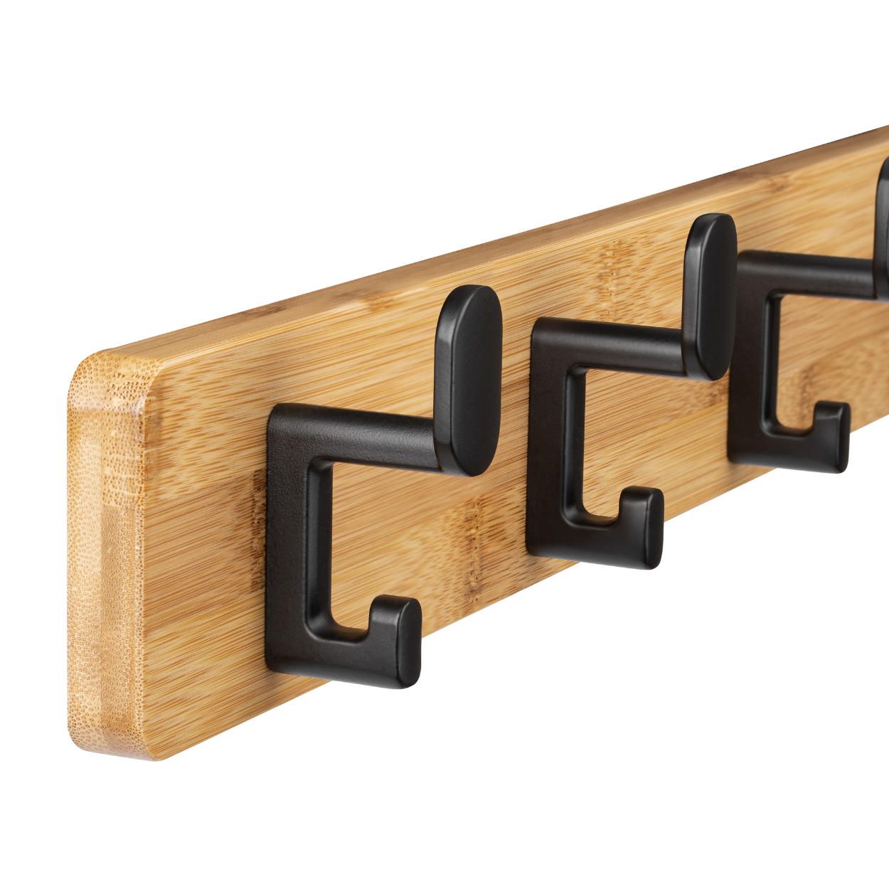 5 Hanger Rail Bamboo & Matt Black - 550x70mm
