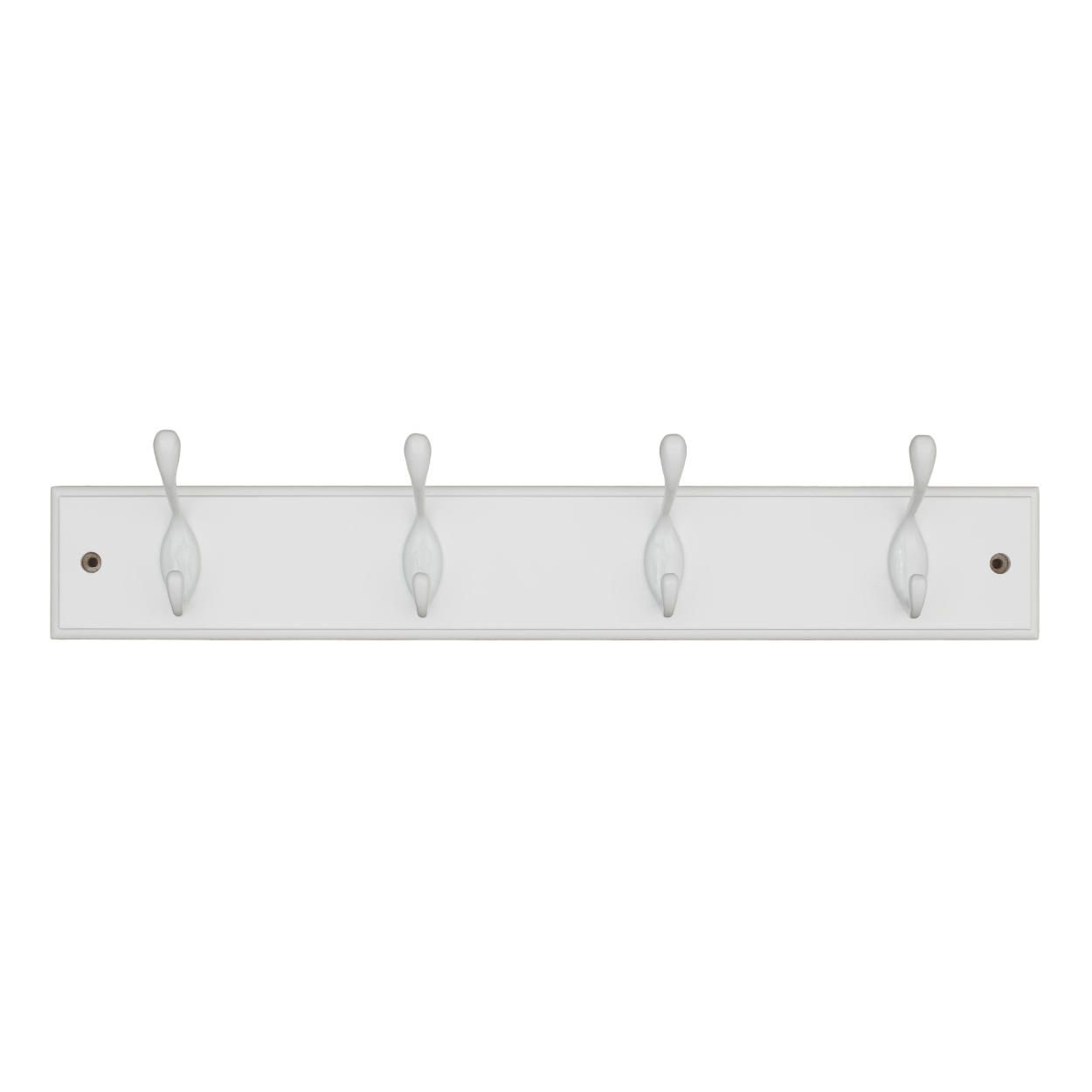 4 Hook Rail MDF & White 450x70mm