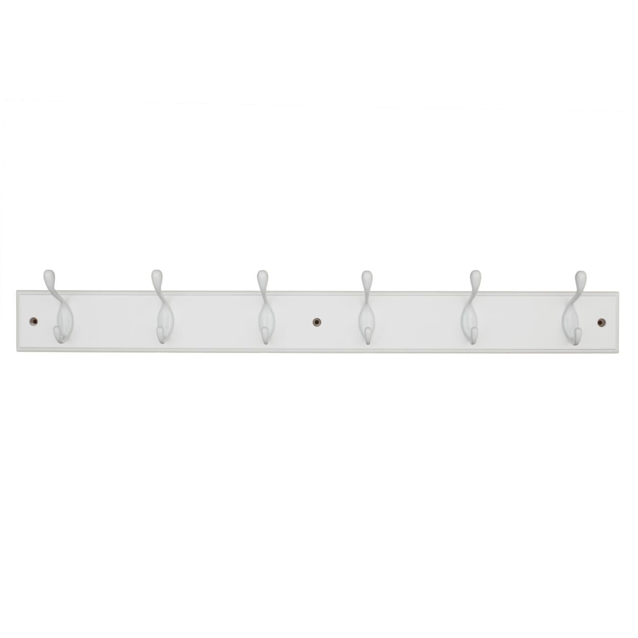 6 Hook Rail MDF & White 450x70mm