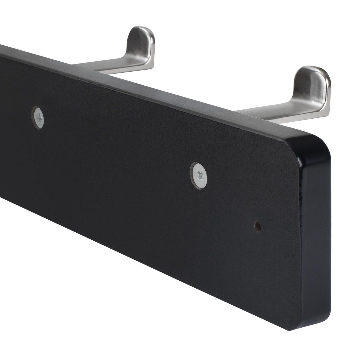 4 Hook Rail MDF Black & Satin Nickel 450x70mm