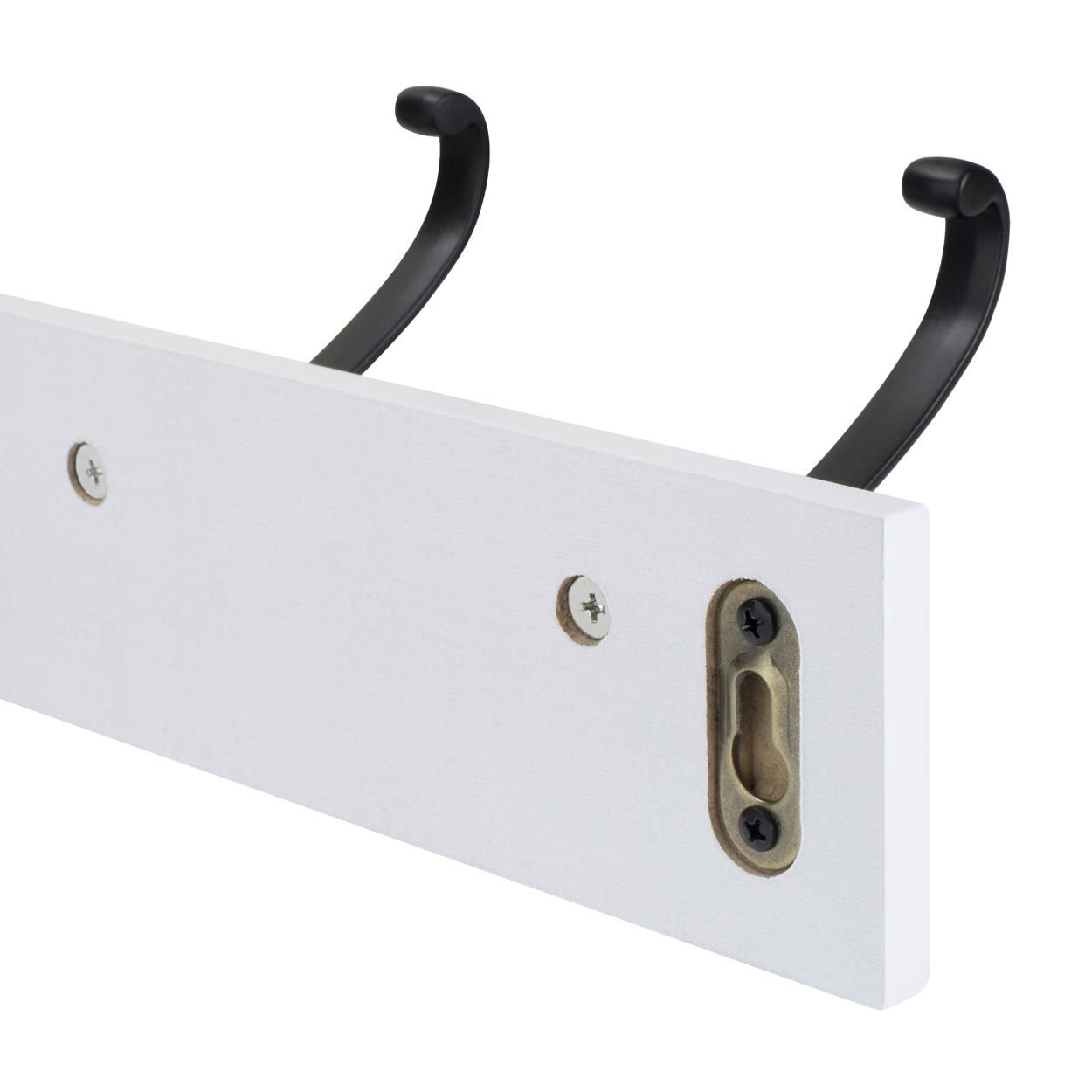 4 Hook Rail MDF White & Matt Black 450x70mm