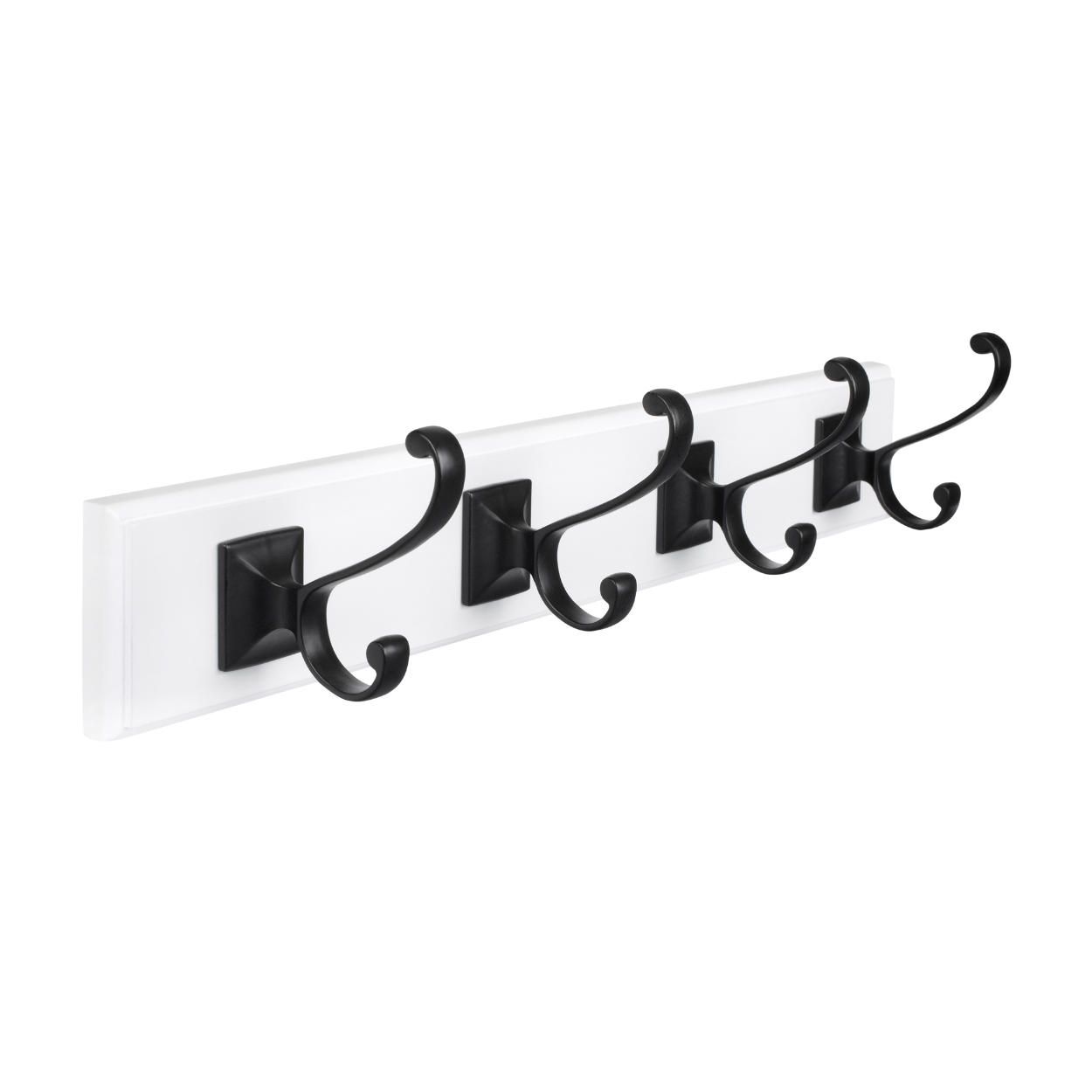 4 Hook Rail MDF White & Matt Black 450x70mm