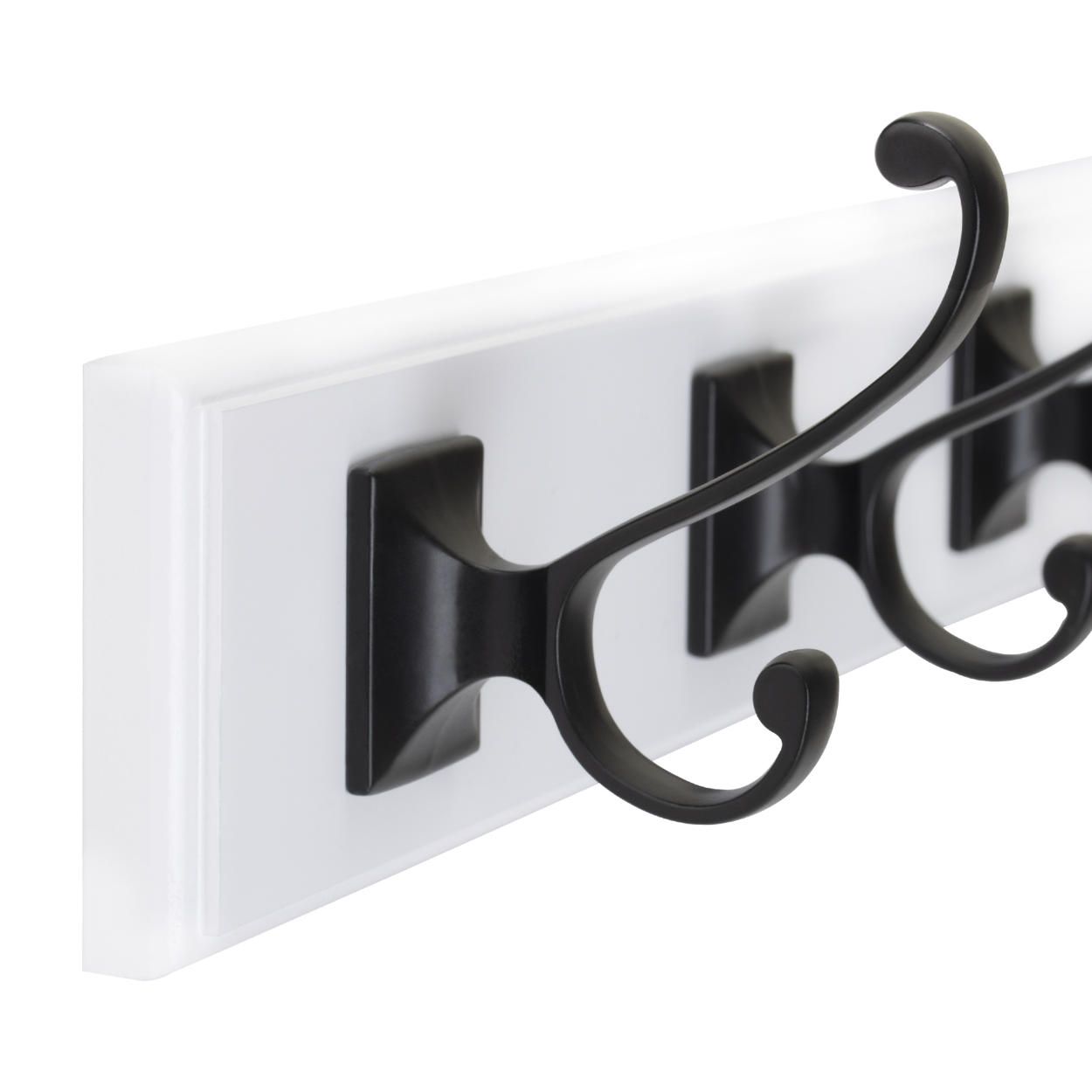 4 Hook Rail MDF White & Matt Black 450x70mm