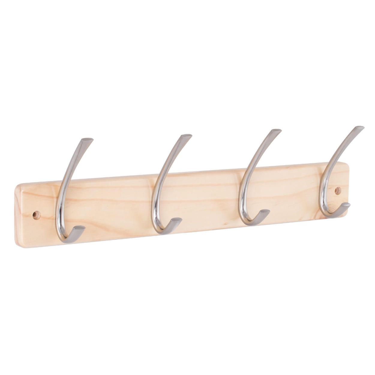 4 Hook Rail Pine & Matt Nickel 435x70mm