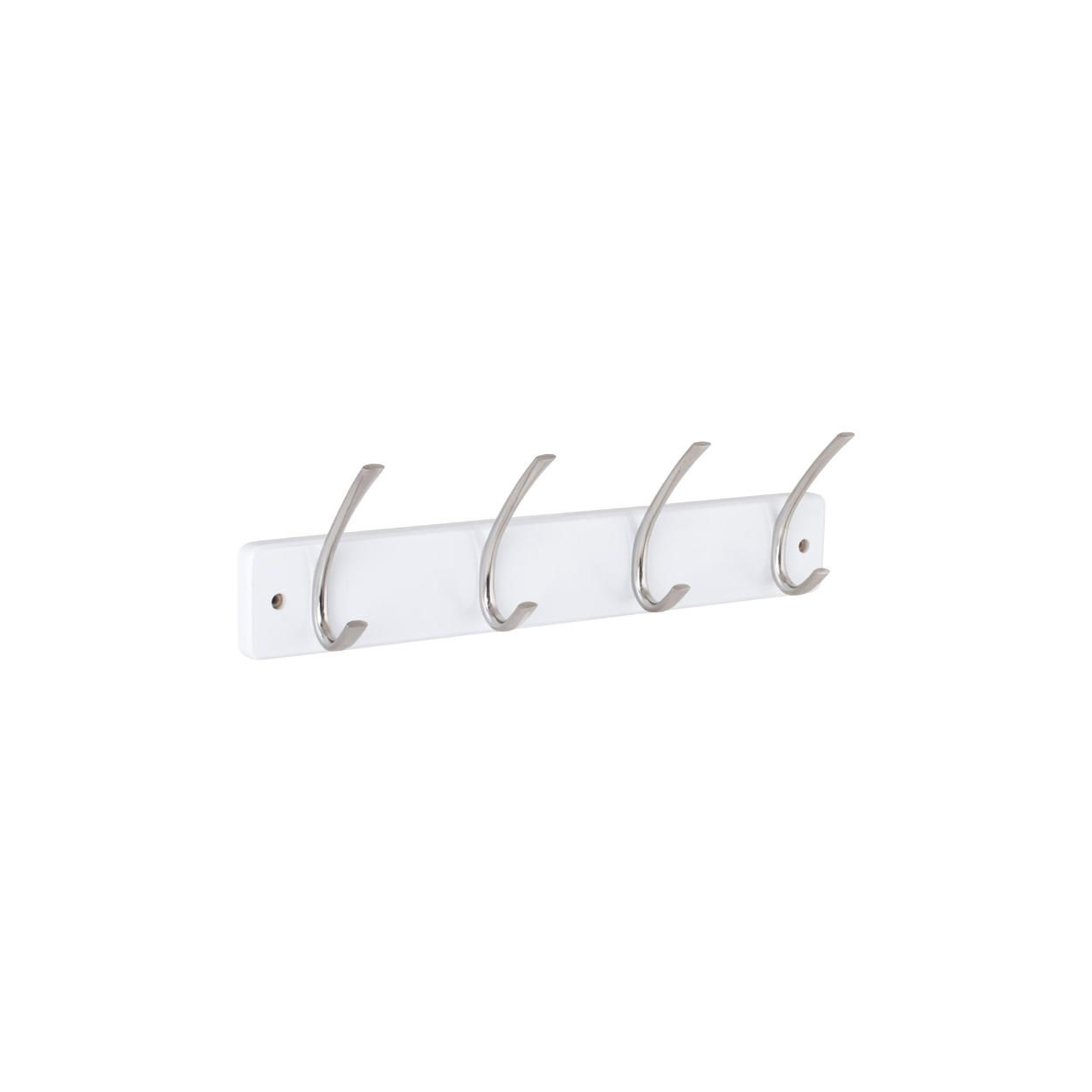 4 Hook Rail MDF White & Matt Nickel 435x70mm