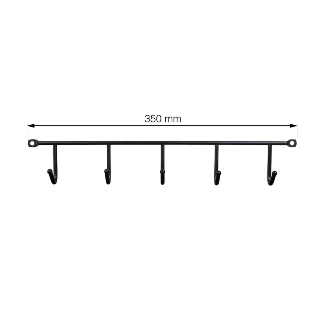 5 Hook Black Hook Rail