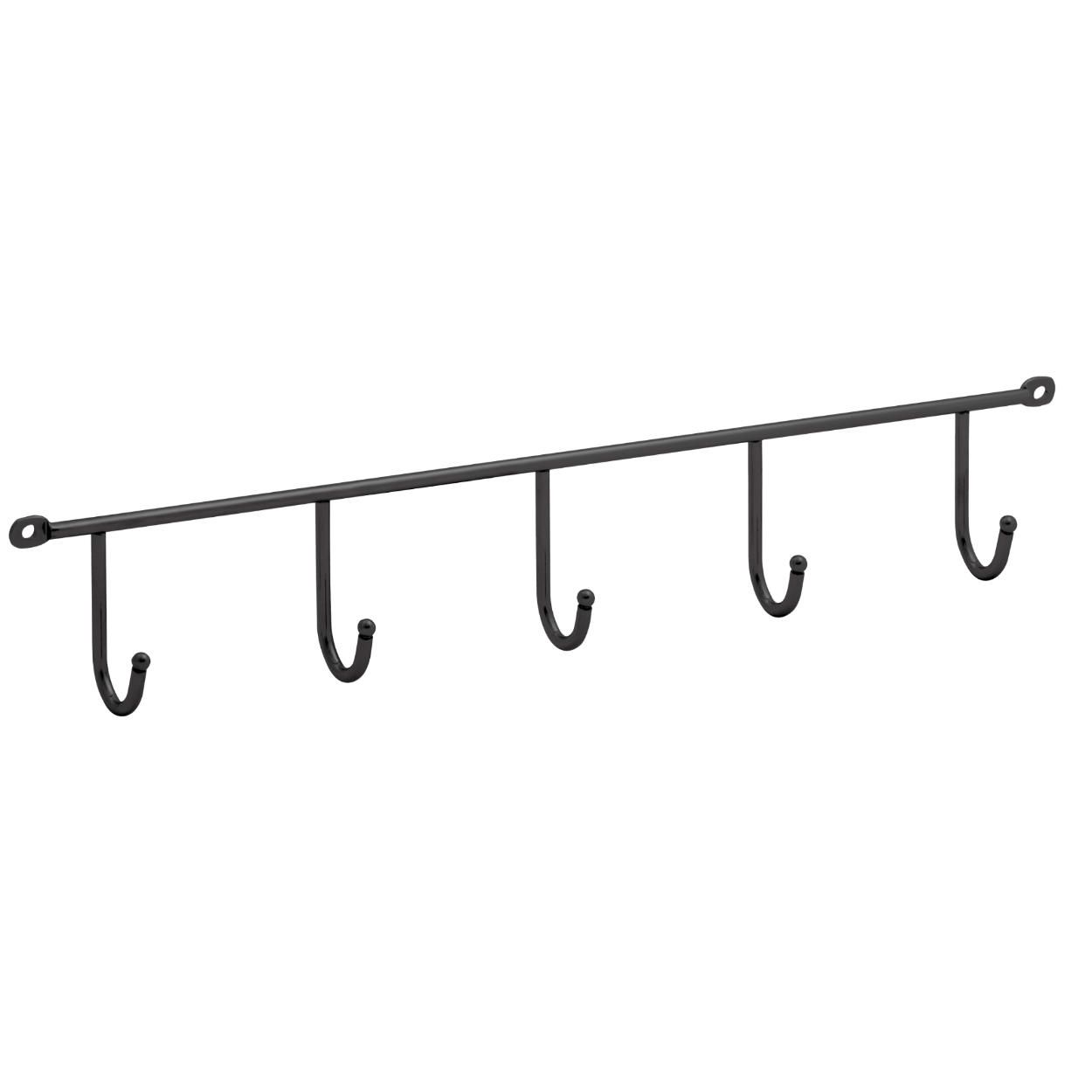 5 Hook Black Hook Rail
