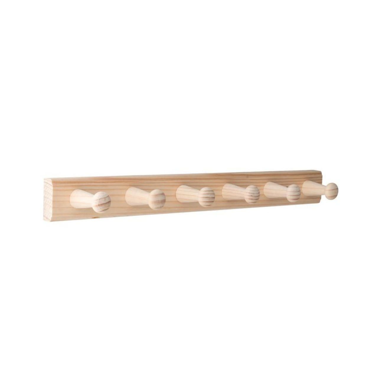 6 Hook Rail Pine 350x35mm