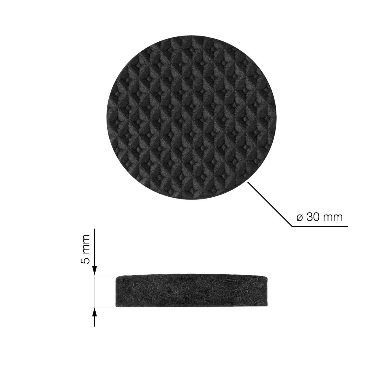 Anti-Slip Pads Self Adhesive Black 30mm - 8 Pack