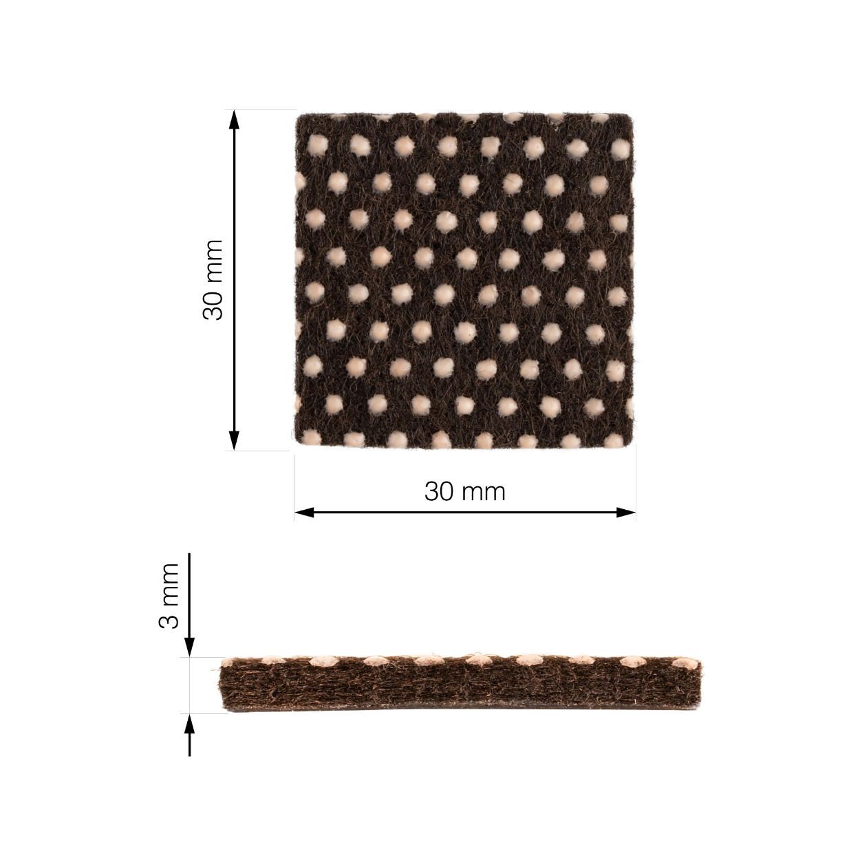 Square Felt Pads with Non Slip Dots Brown 8 Pack