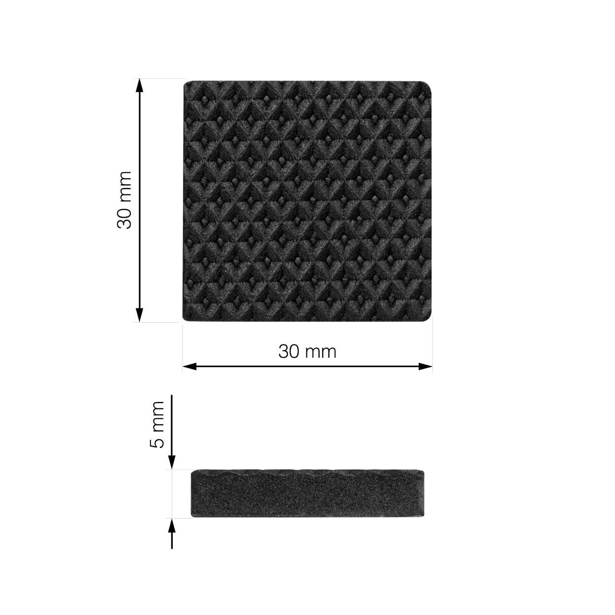 Anti-Slip Pads Self Adhesive Black 30x30mm 8 Pack