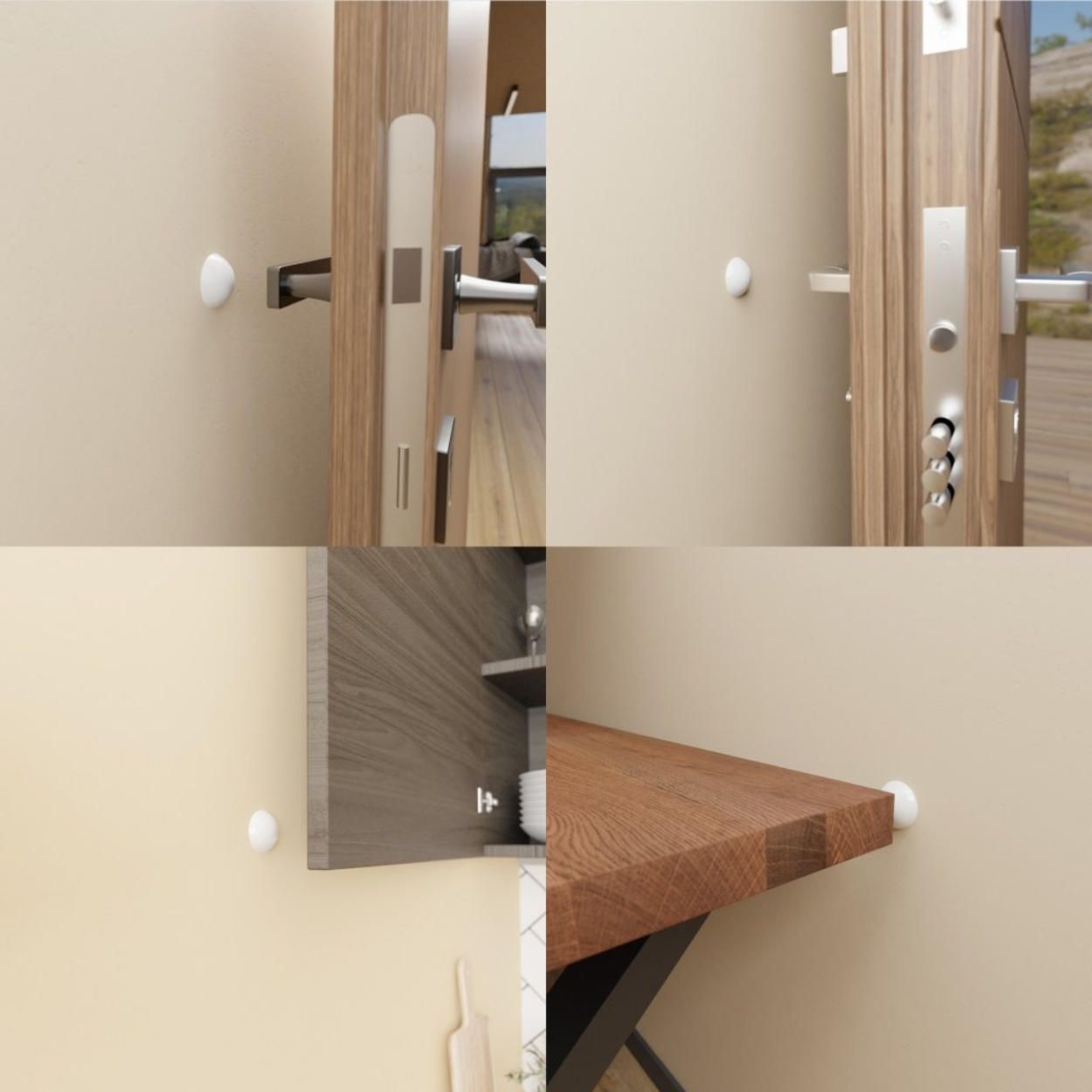 Door Stop White 60mm 2Pk