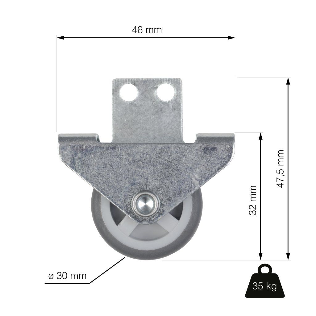 Castor Wheel 30mm (Load 35kg)