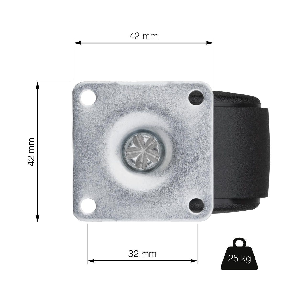 Twin Castor Wheel 40mm (Load 25kg)