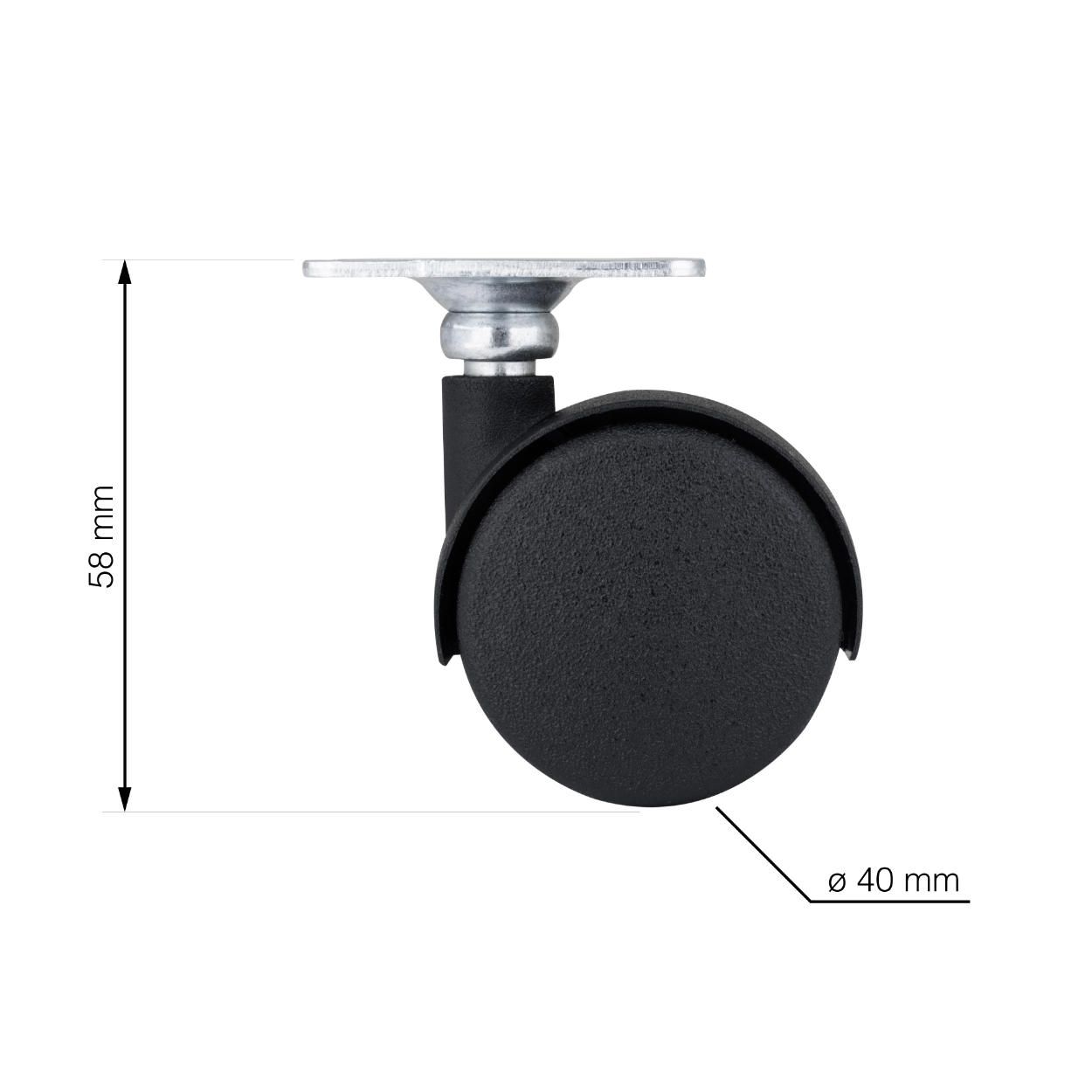 Twin Castor Wheel 40mm (Load 25kg)