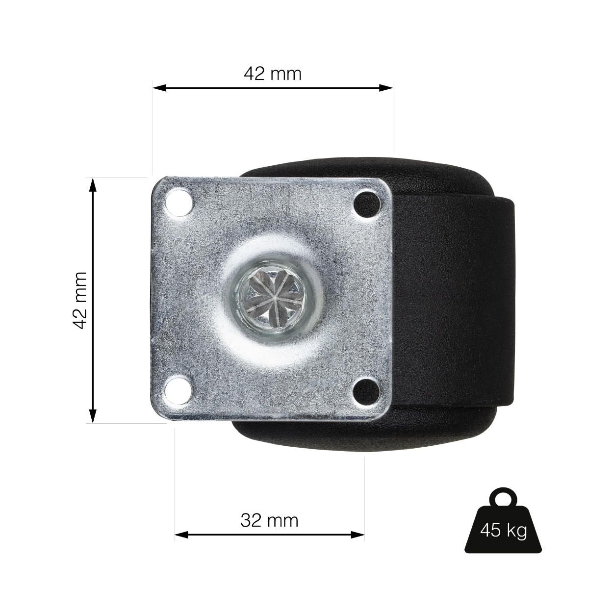 Twin Castor Wheel 50mm (Load 45kg)