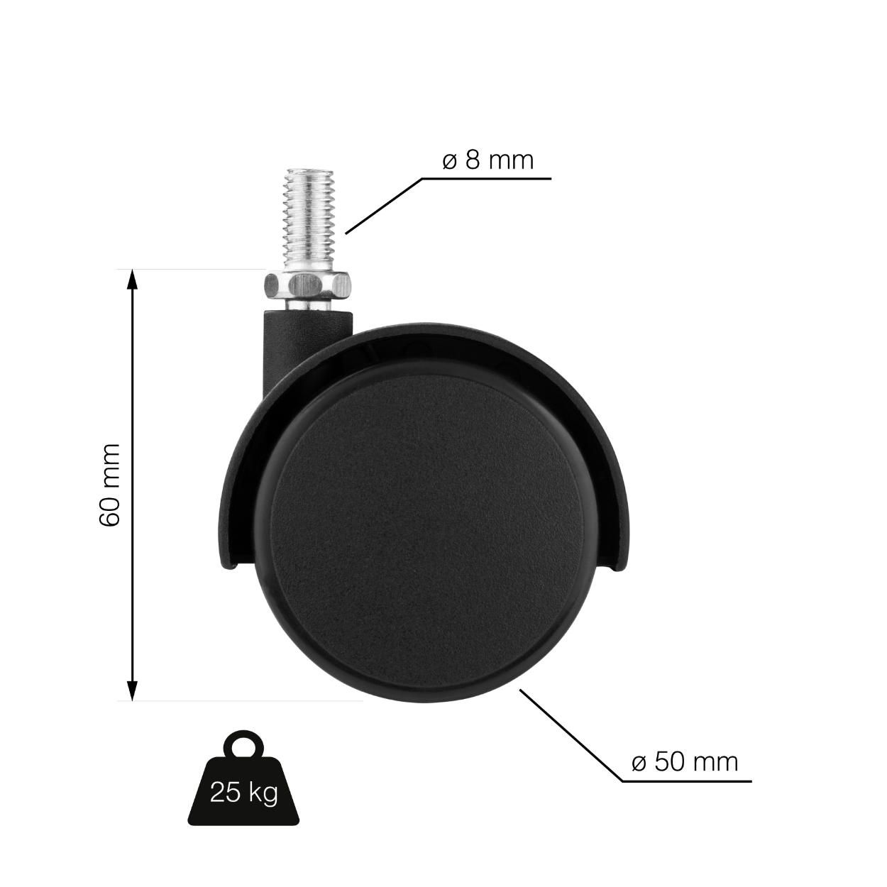 Twin Castor Wheel 50mm (Load 25kg)