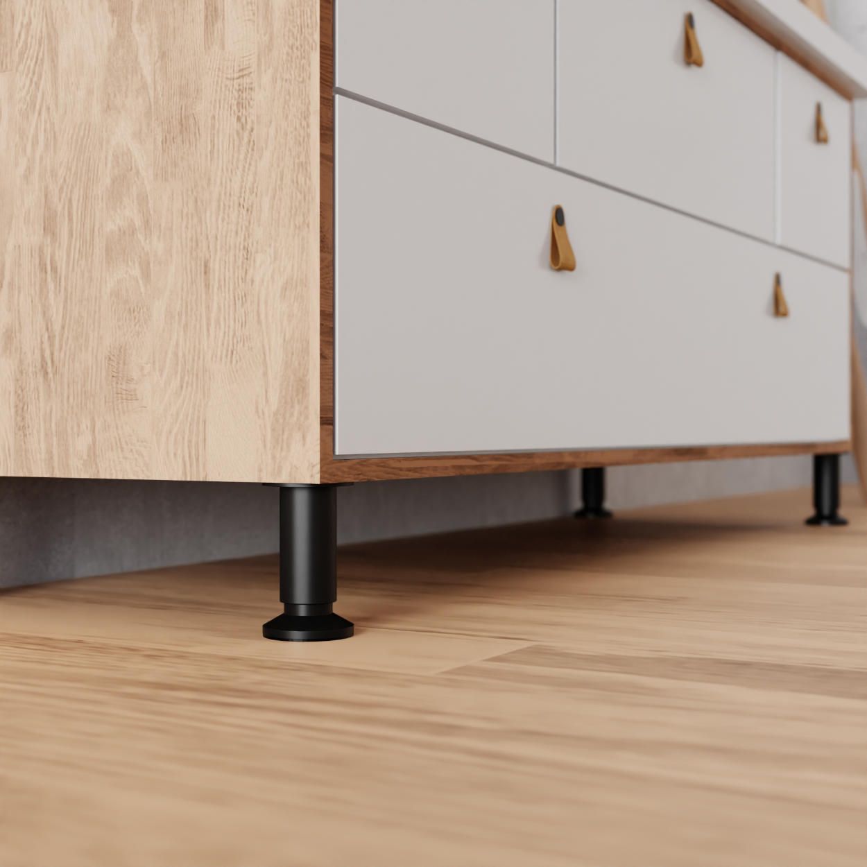 Furniture Leg Adjustable Matt Black 100-115mm