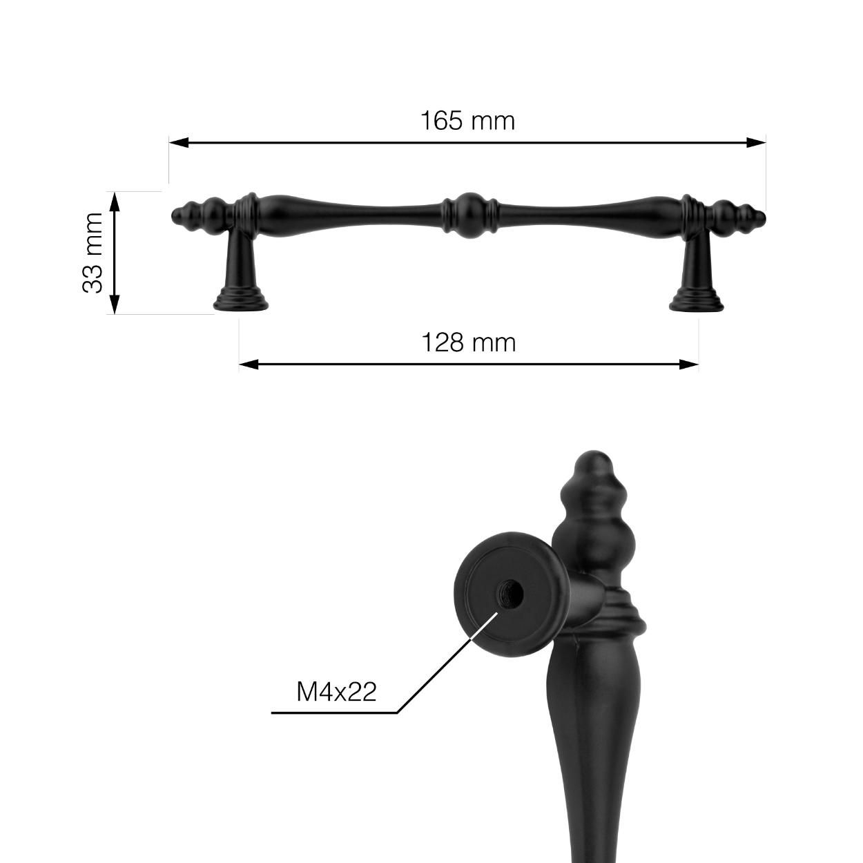 Reus Handle Matt Black 128mm
