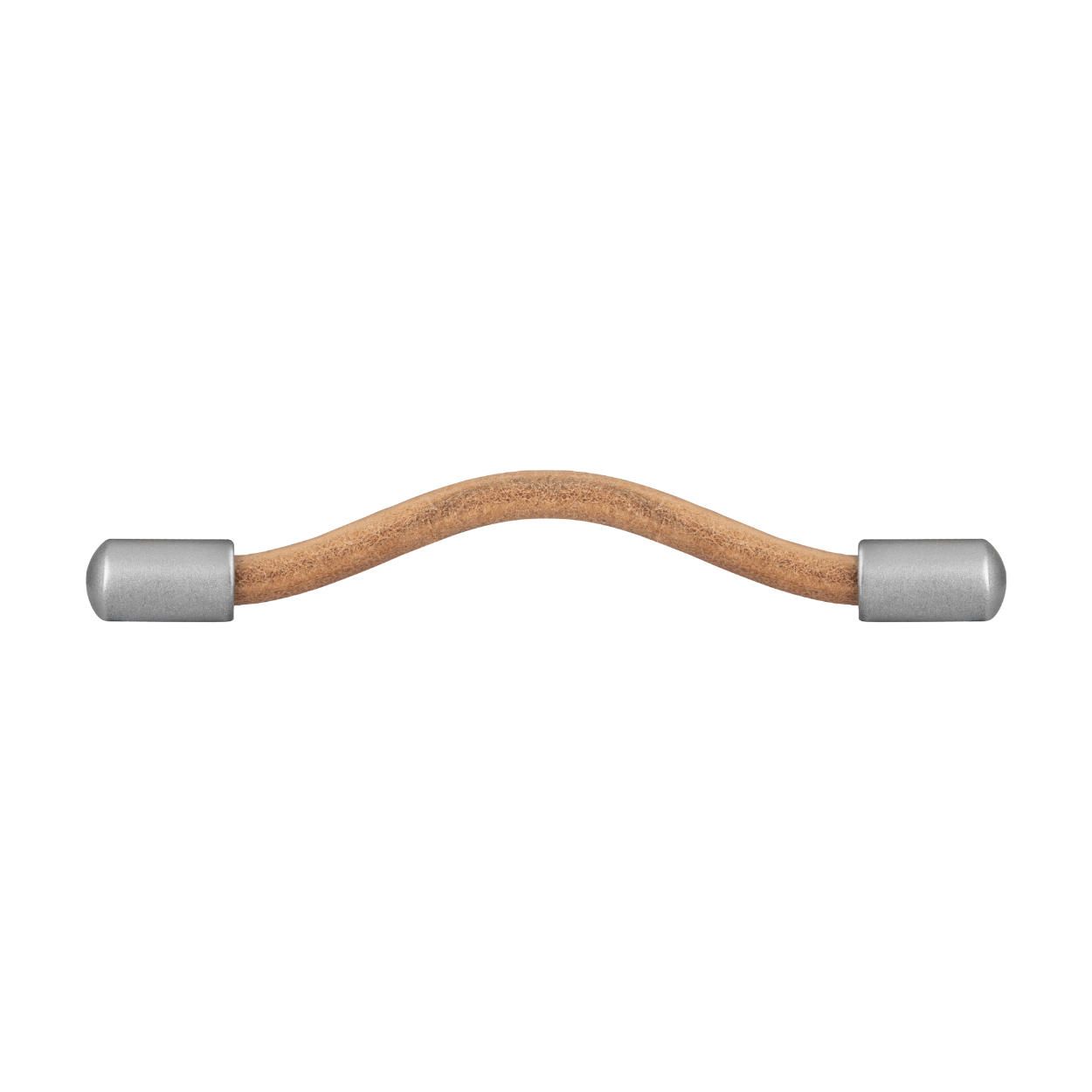 Izola Handle Leather and Chrome 128mm