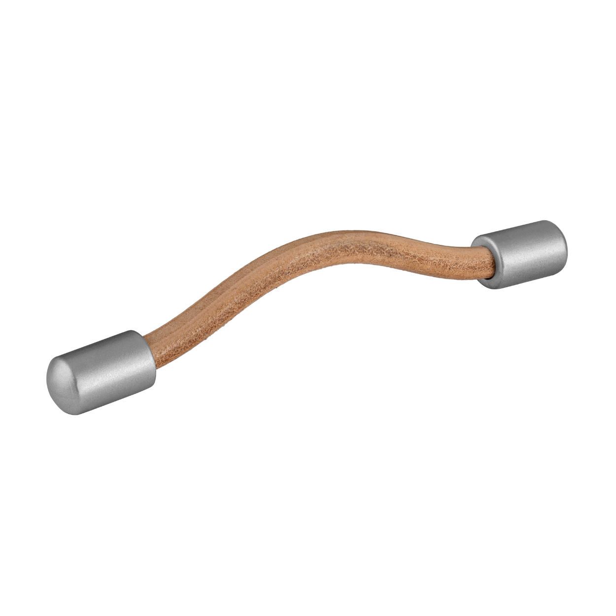 Izola Handle Leather and Chrome 128mm