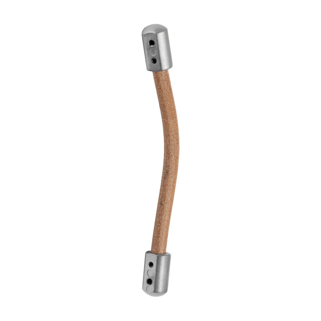 Izola Handle Leather and Chrome 128mm
