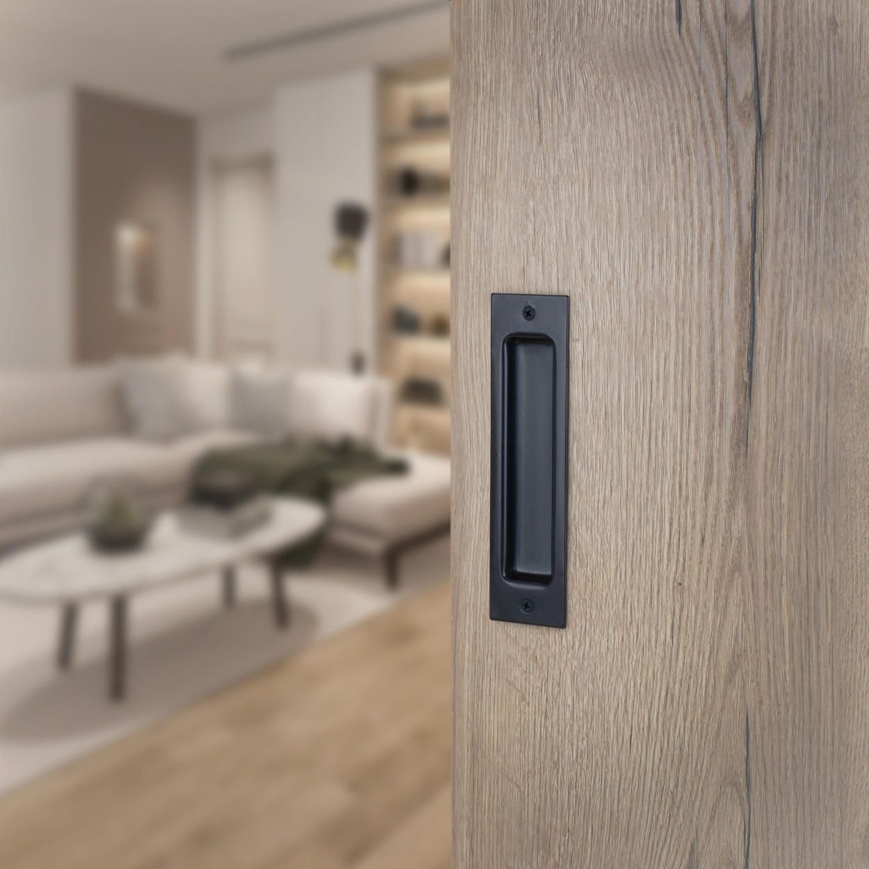 Recessed Sliding Door Handle Matt Black 230mm