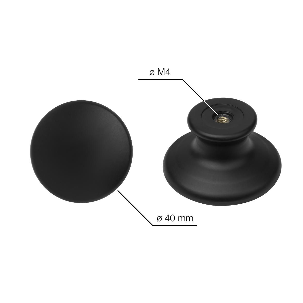 Seol Plastic Knob Matt Black 40mm