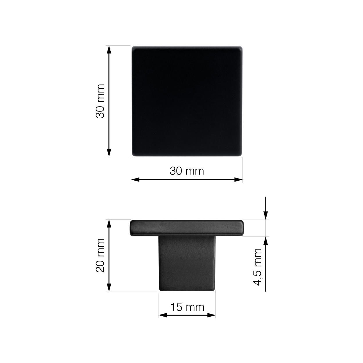 Arca Plastic Knob Matt Black 30x30mm