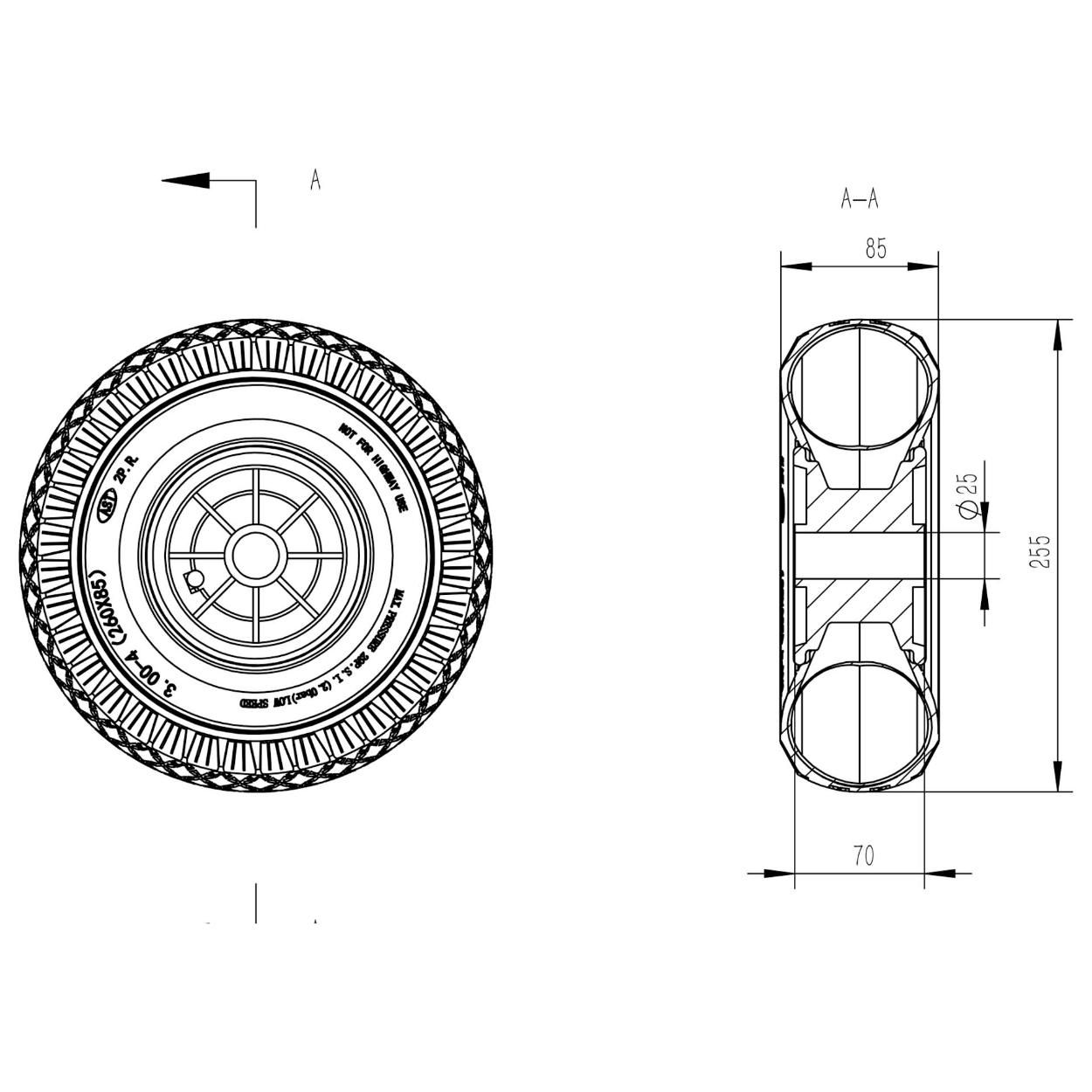 Pneumatic Wheel 260mm (10")