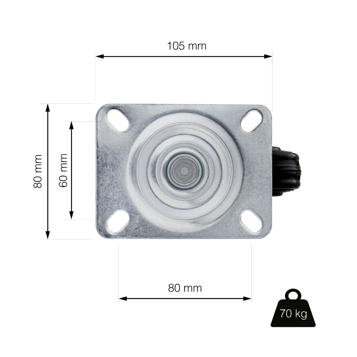 Swivel Castor Wheel 100mm (Load 70kg)
