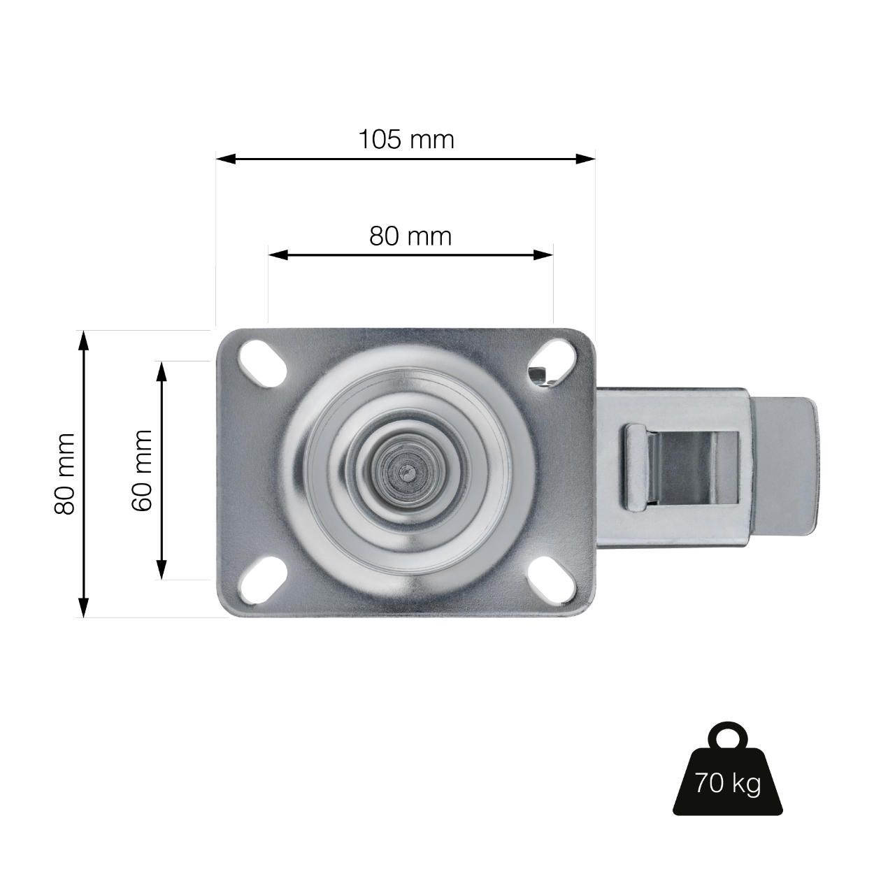 Swivel Castor Wheel 100mm with Brake (Load 70kg)