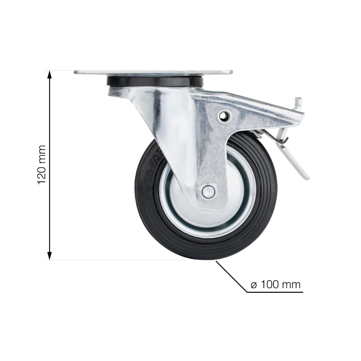 Swivel Castor Wheel 100mm with Brake (Load 70kg)