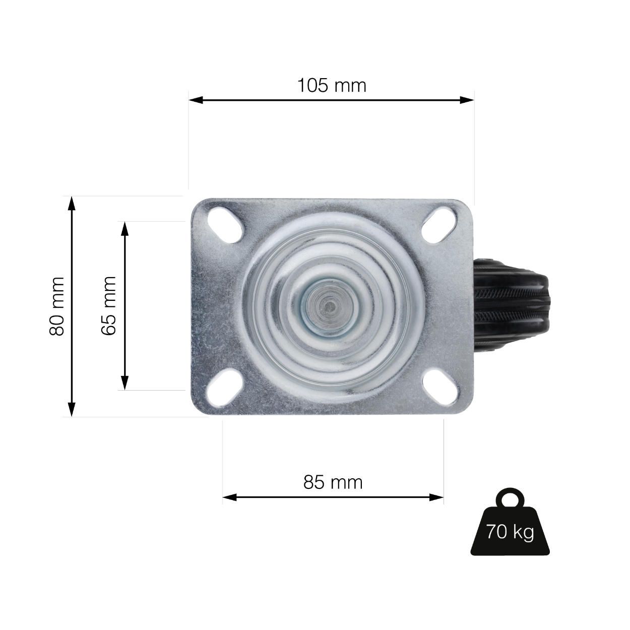 Swivel Castor Wheel 125mm (Load 70kg)