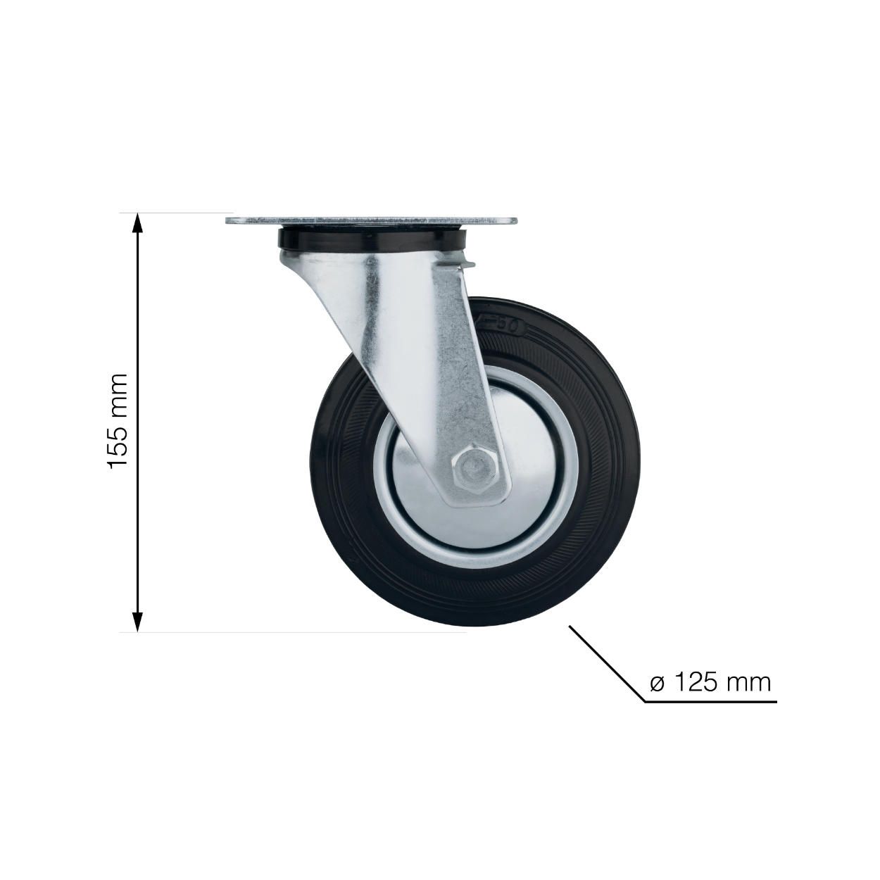 Swivel Castor Wheel 125mm (Load 70kg)