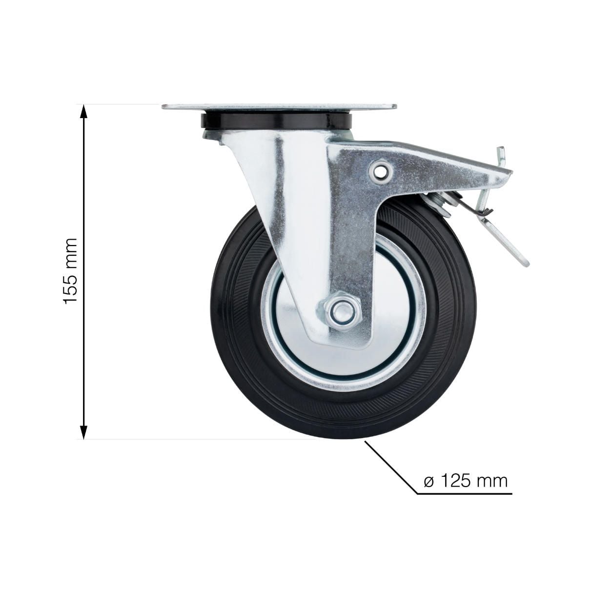 Swivel Castor Wheel with Brake 125mm (Load 100kg)