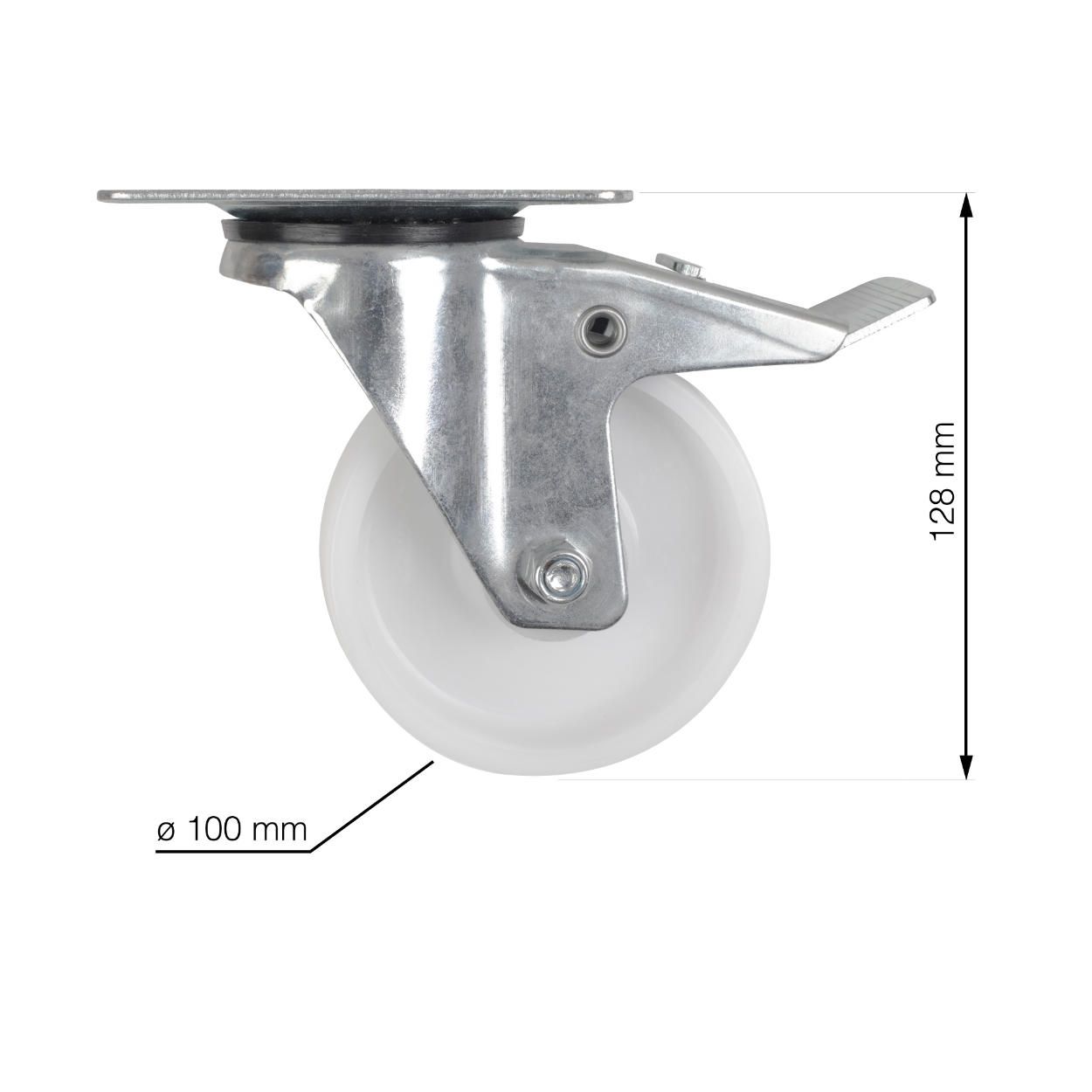 Swivel Castor Wheel with Break 100mm (Load 125kg)