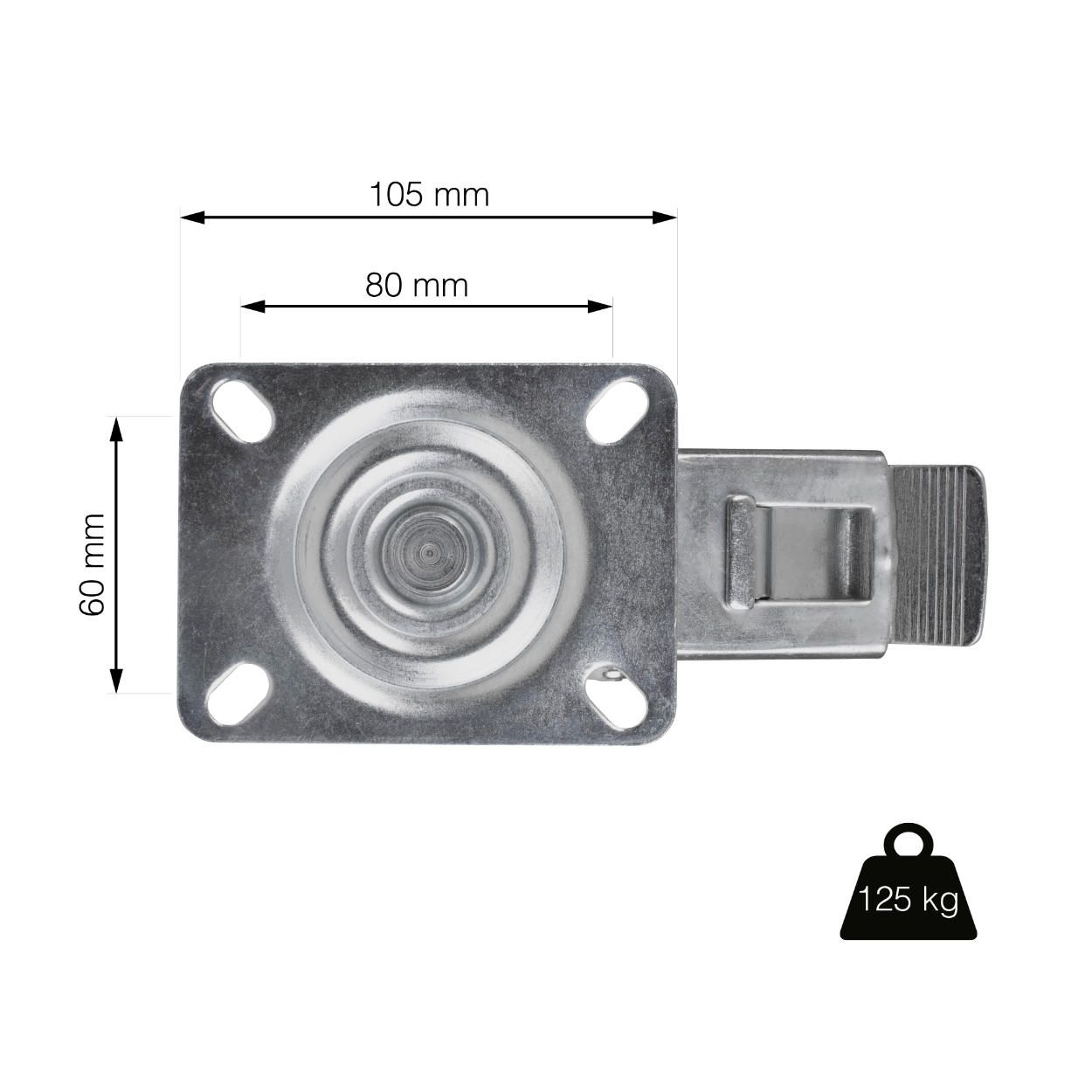 Swivel Castor Wheel with Break 100mm (Load 125kg)