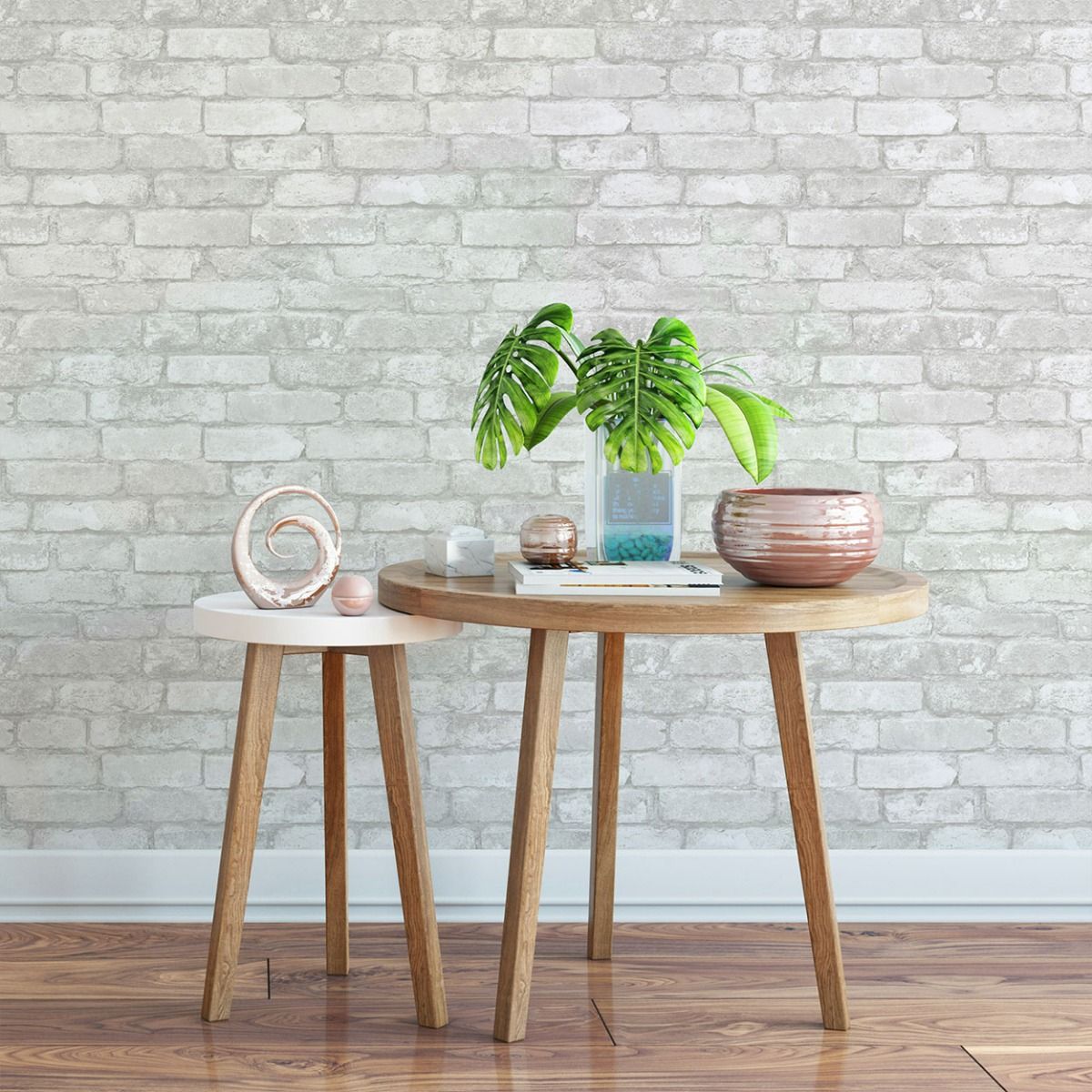 Nuwallpaper Brick Grey/White