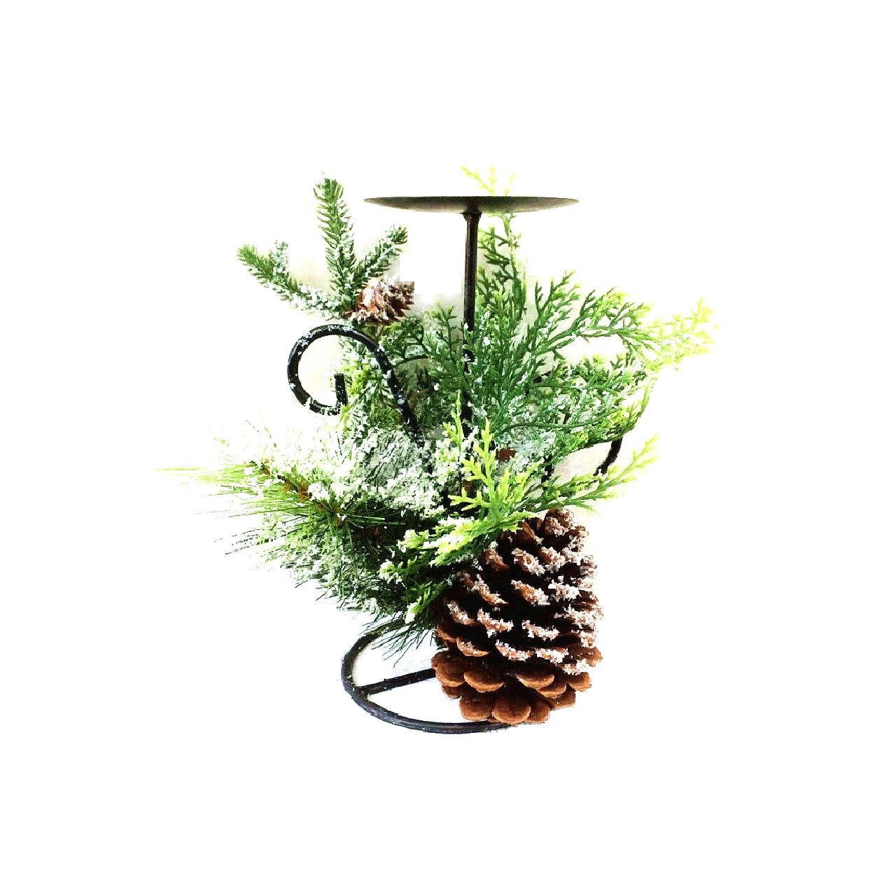 Candle Holder with  Pinecones 25cm Black