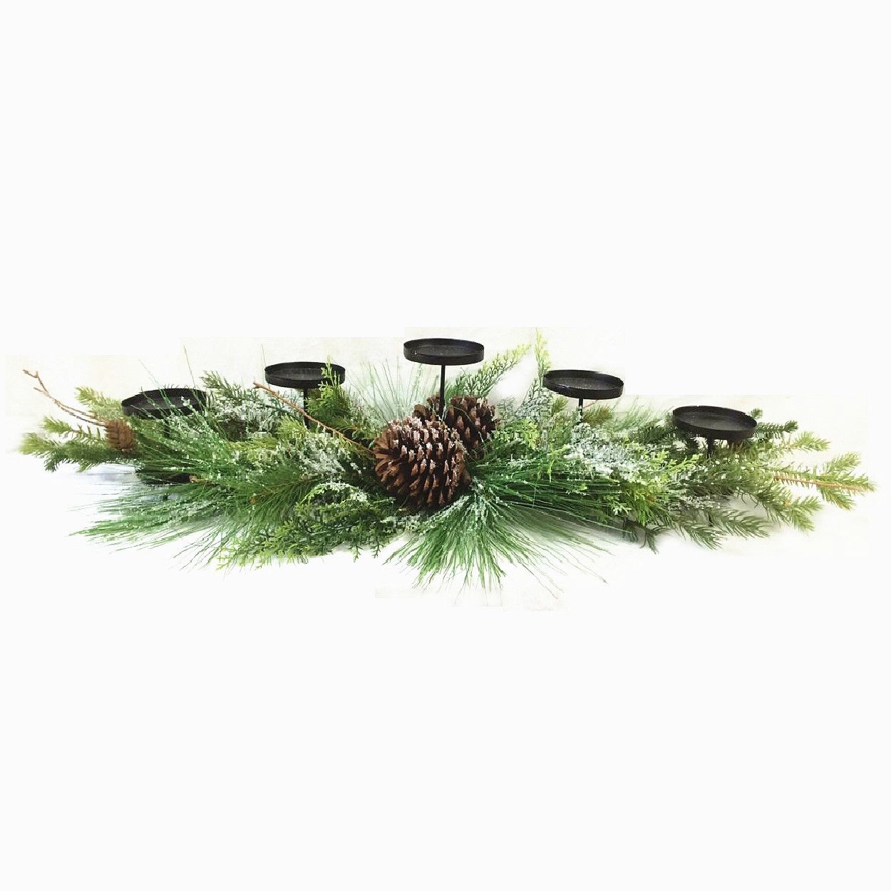 Candle Holder with Pinecones 96cm Black