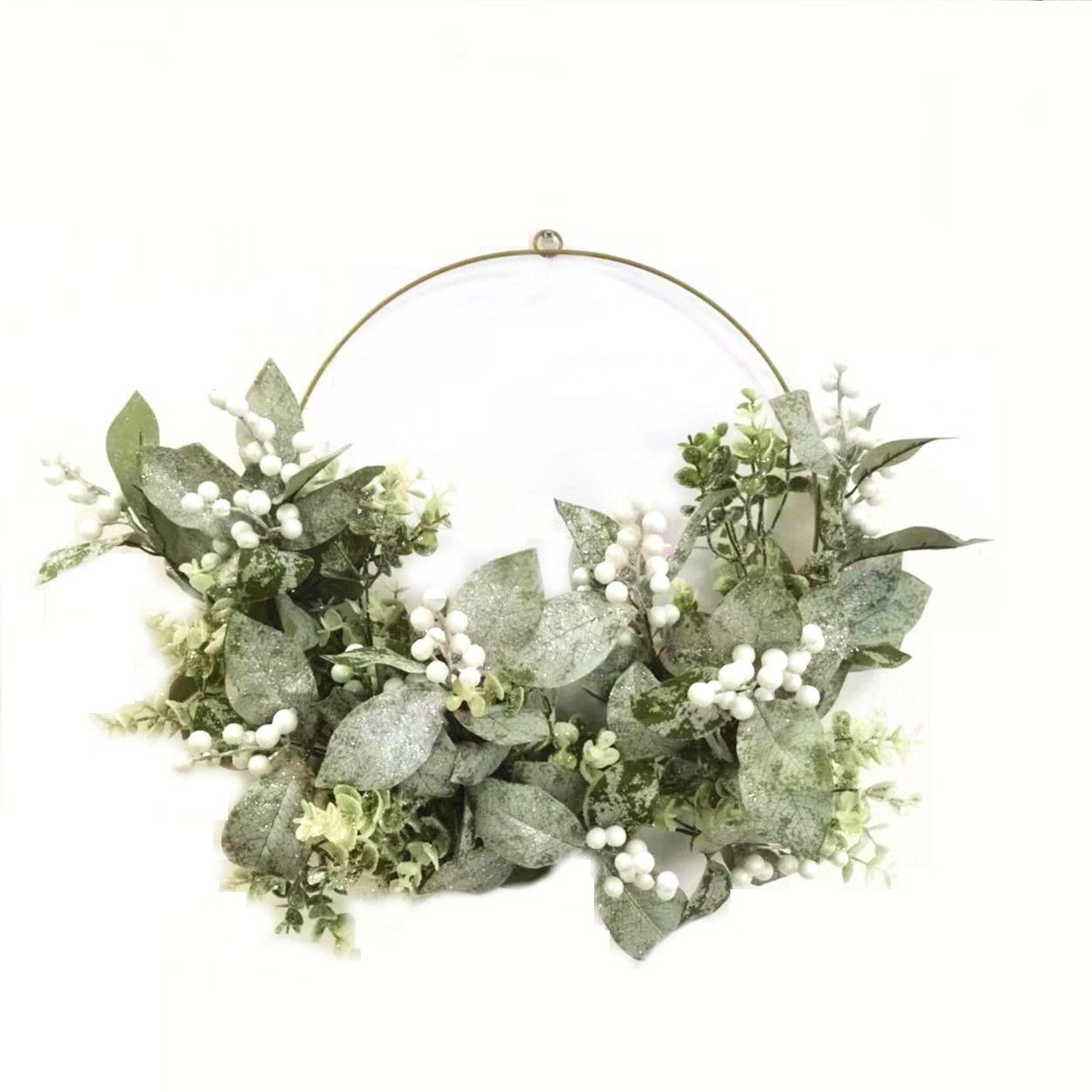 White Berry Wire Wreath 60cm