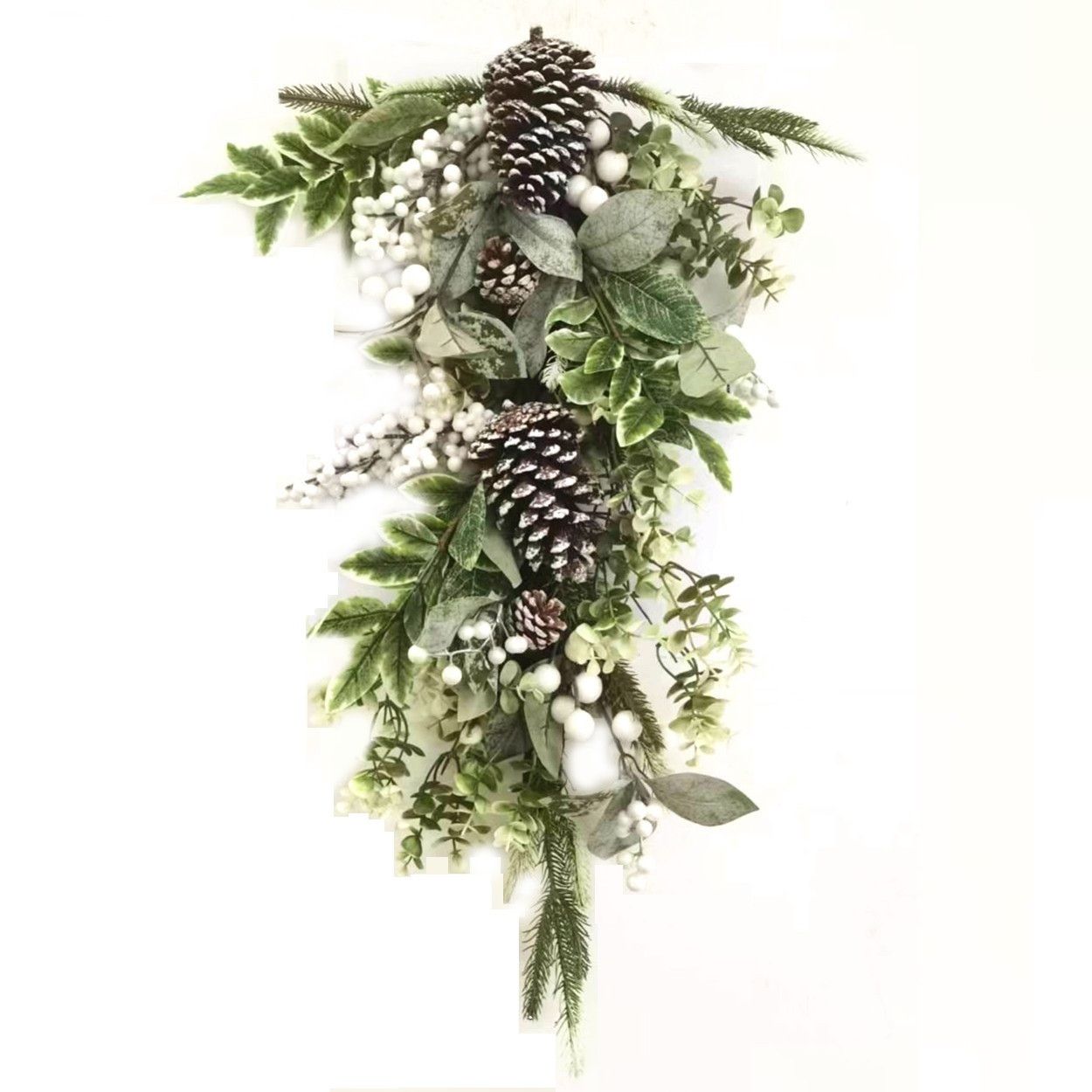 White Berry Swag with Pinecones 71cm