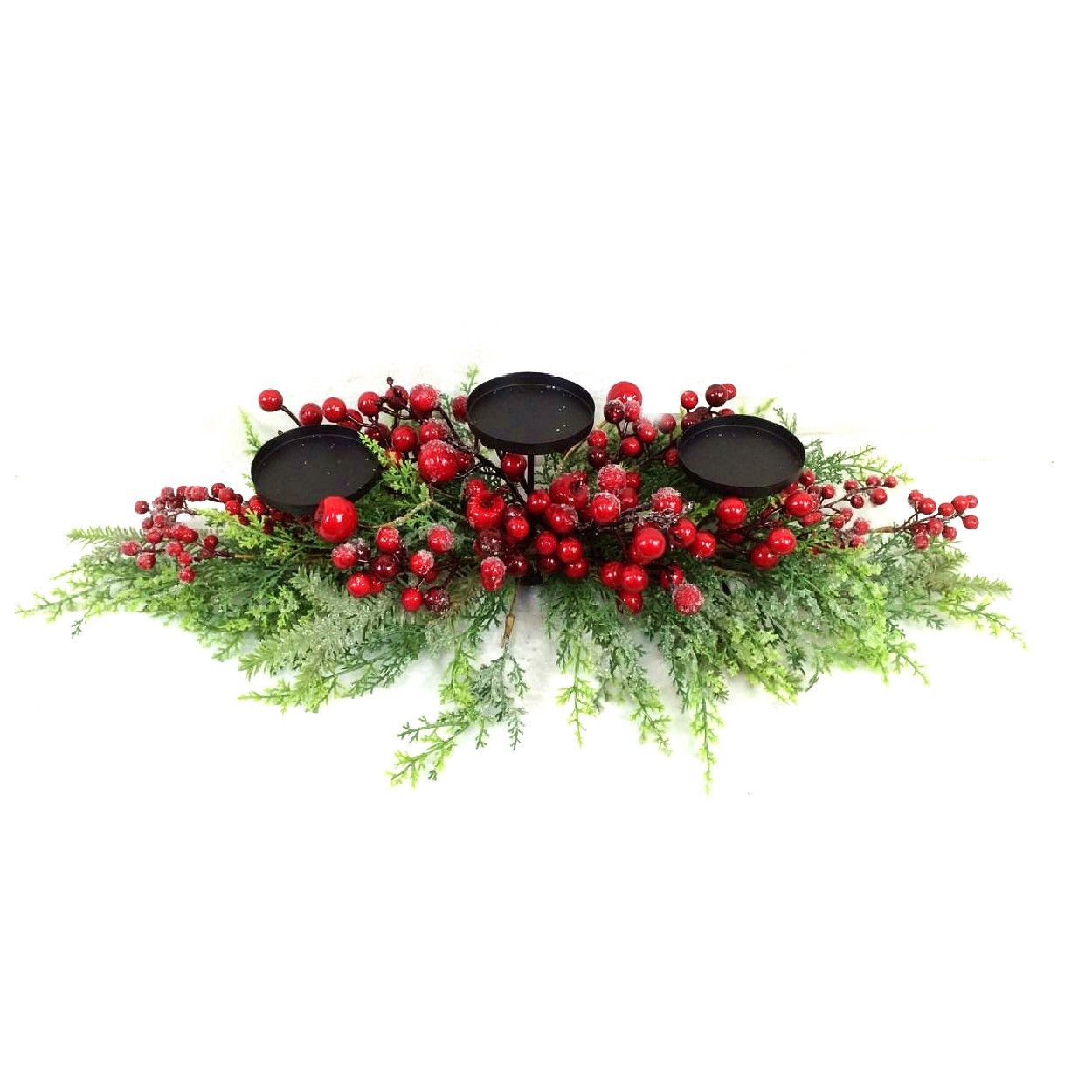 Candle Holder with Red Berries 71cm