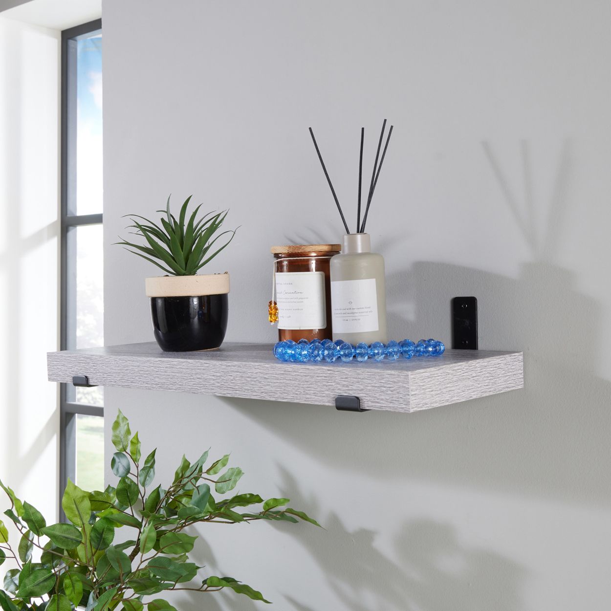 60CM CHUNKY SHELF GREY OAK