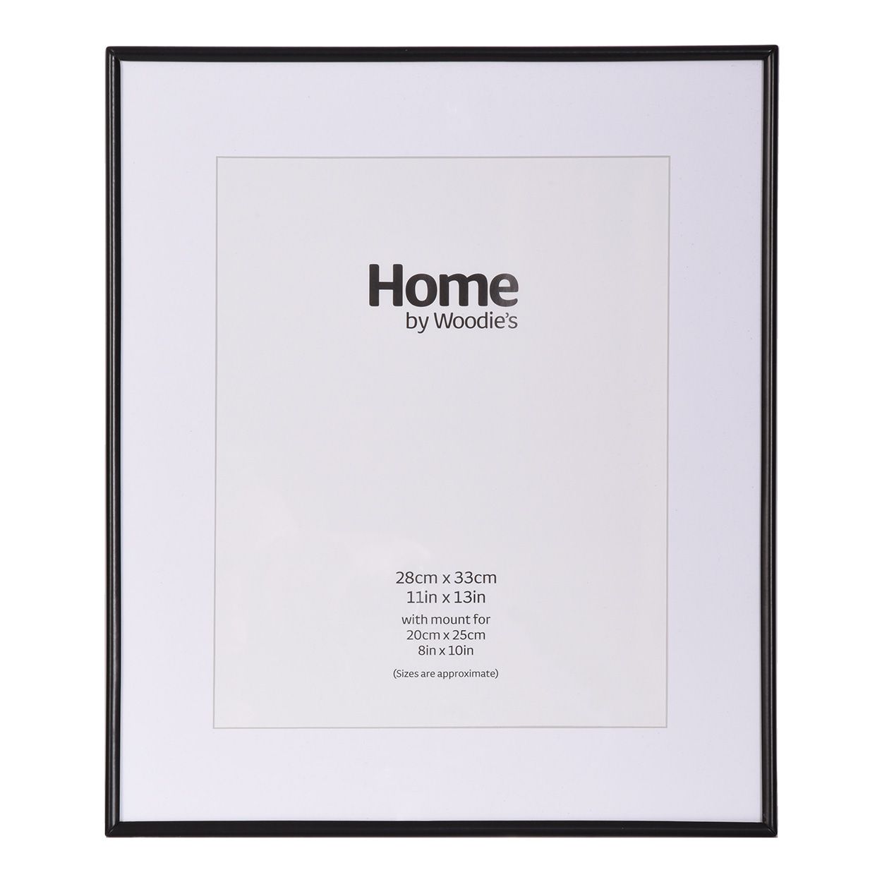 Black Metal Photo Frame 13x11 mounted to 10x8