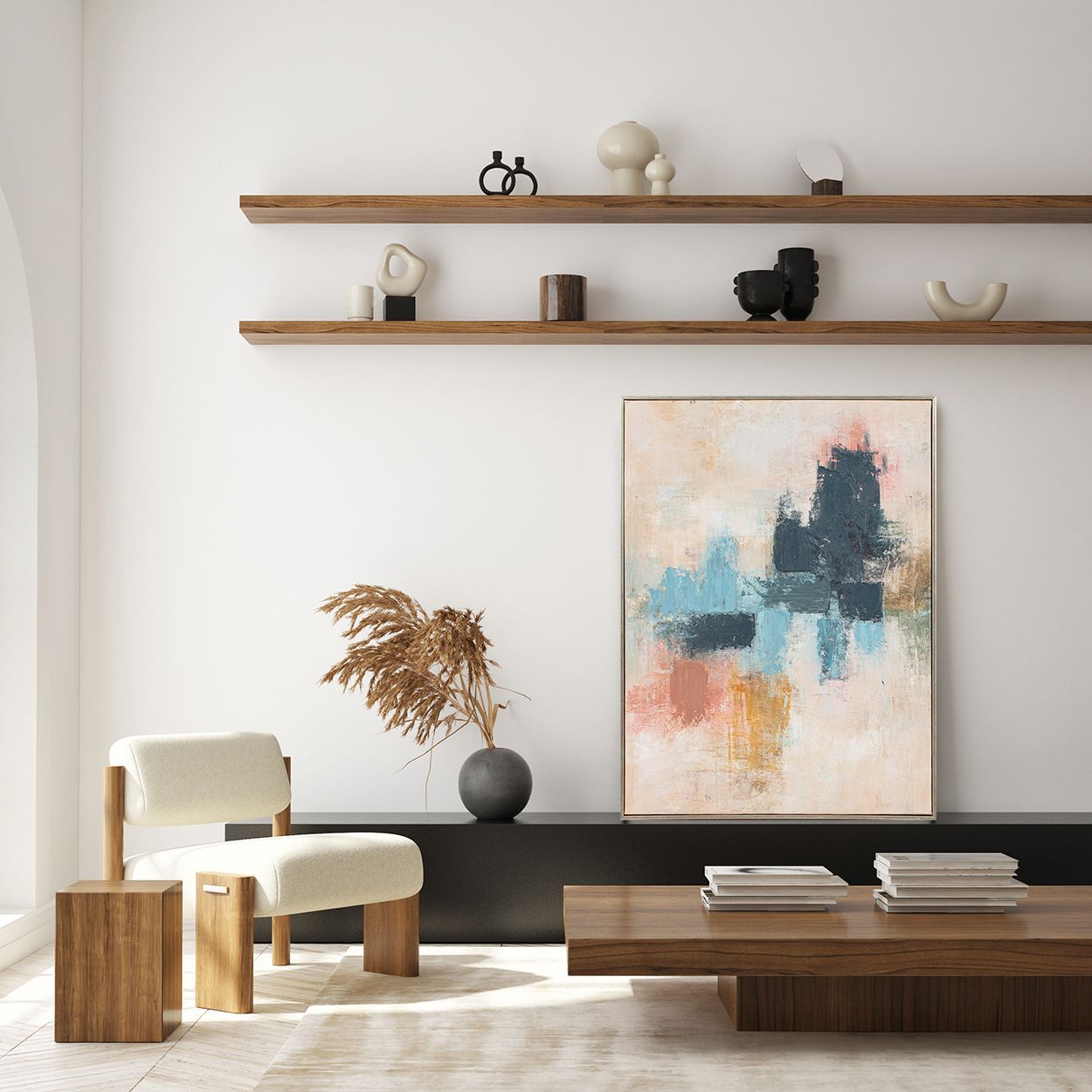 Abstract 60x80 Capped Canvas with 50% Hand Painting