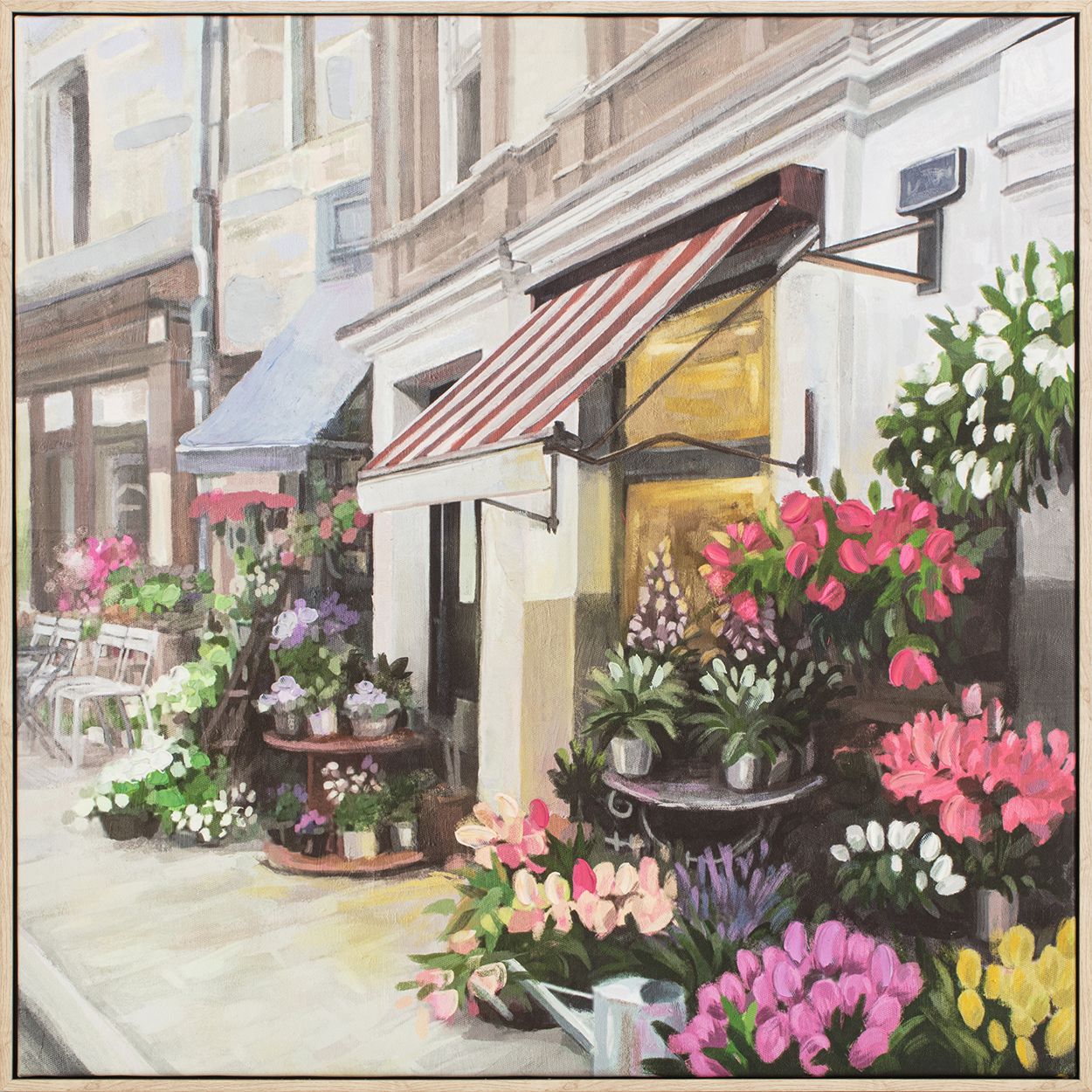 Street Scene 60x60 Capped Canvas with 50% Hand Painting