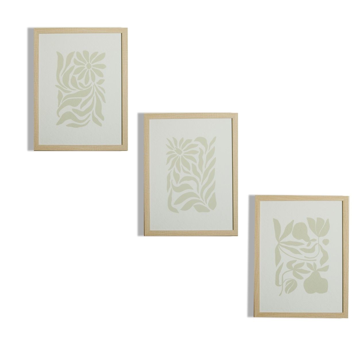 Green flower 3 Set Framed Wall Art