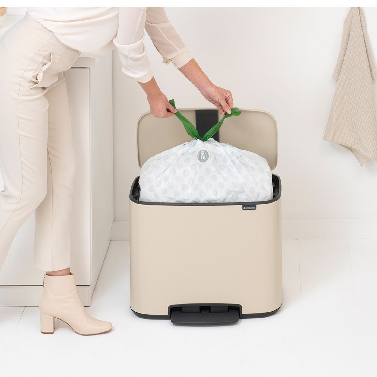 Brabantia Bo Pedal Bin, 36L - Soft Beige
